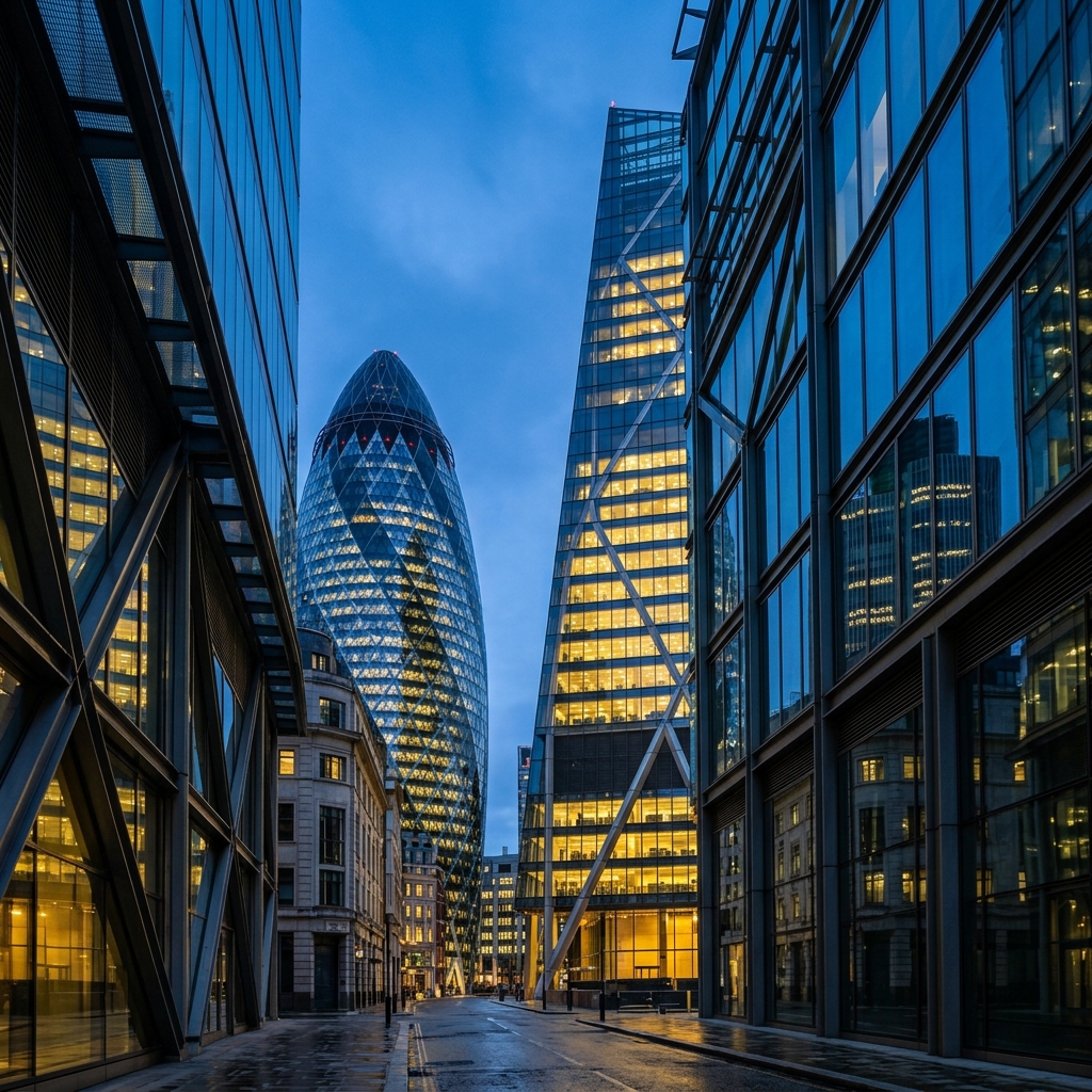 City of London financial district The Gherkin and Leadenhall Building